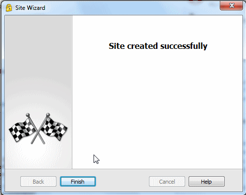 Hinweis des Site Wizard: 'Site created successfully' -> 'Next'